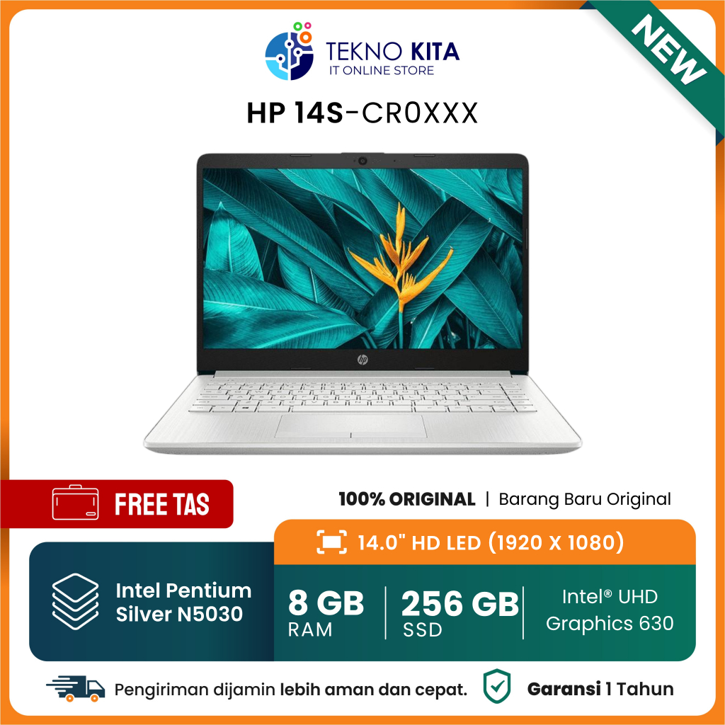Laptop HP 14S-CR0XXX | Intel Pentium Silver N5030 | RAM 8GB | SSD 256GB | Windows 11 Original | 14" 