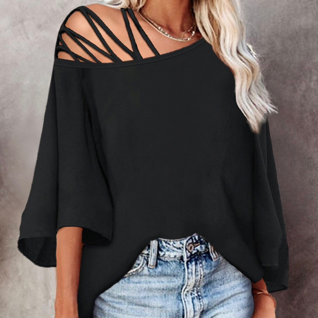 Atasan Wanita/ Atasan hitam/impor A0087  top Hitam/ black top Casual