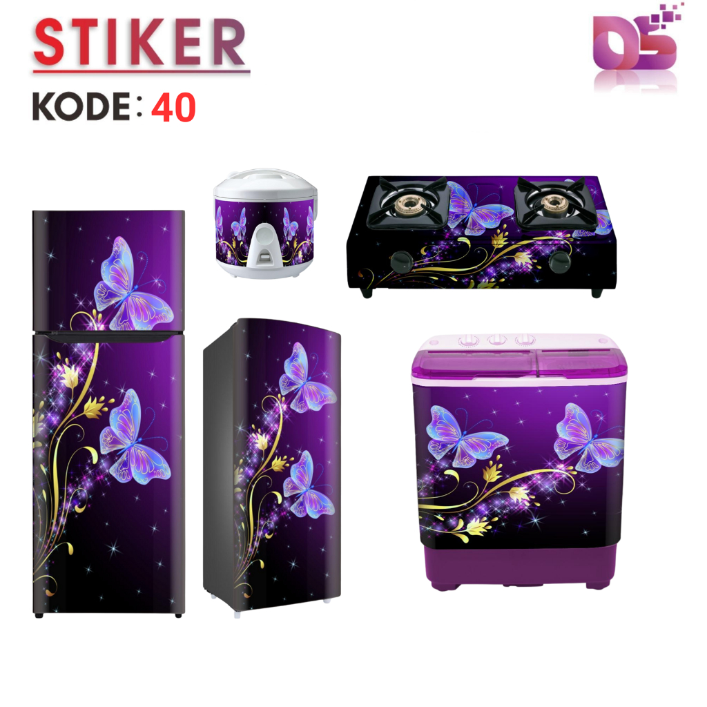 Sticker Premium Kulkas 1 Pintu 2 Pintu Stiker Lemari Es Motif Kupu Elegant Digi Sticker KU36-45