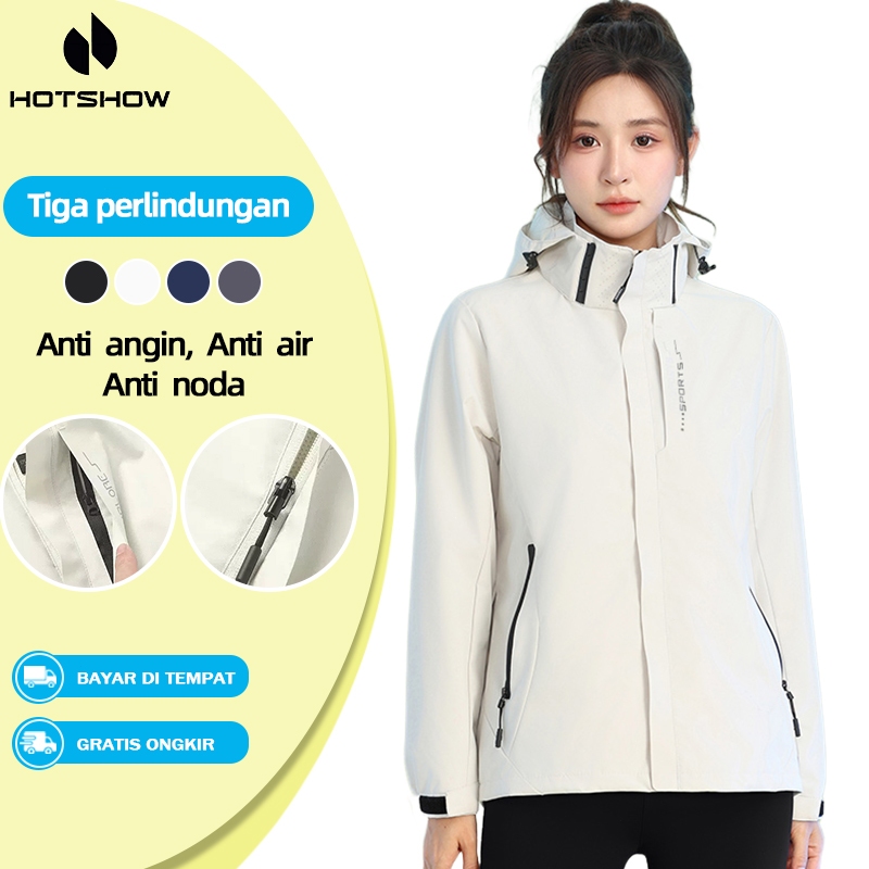 Jaket Olahraga Wanita Jaket Ritsleting Anti Air Anti Angin Jaket Motor