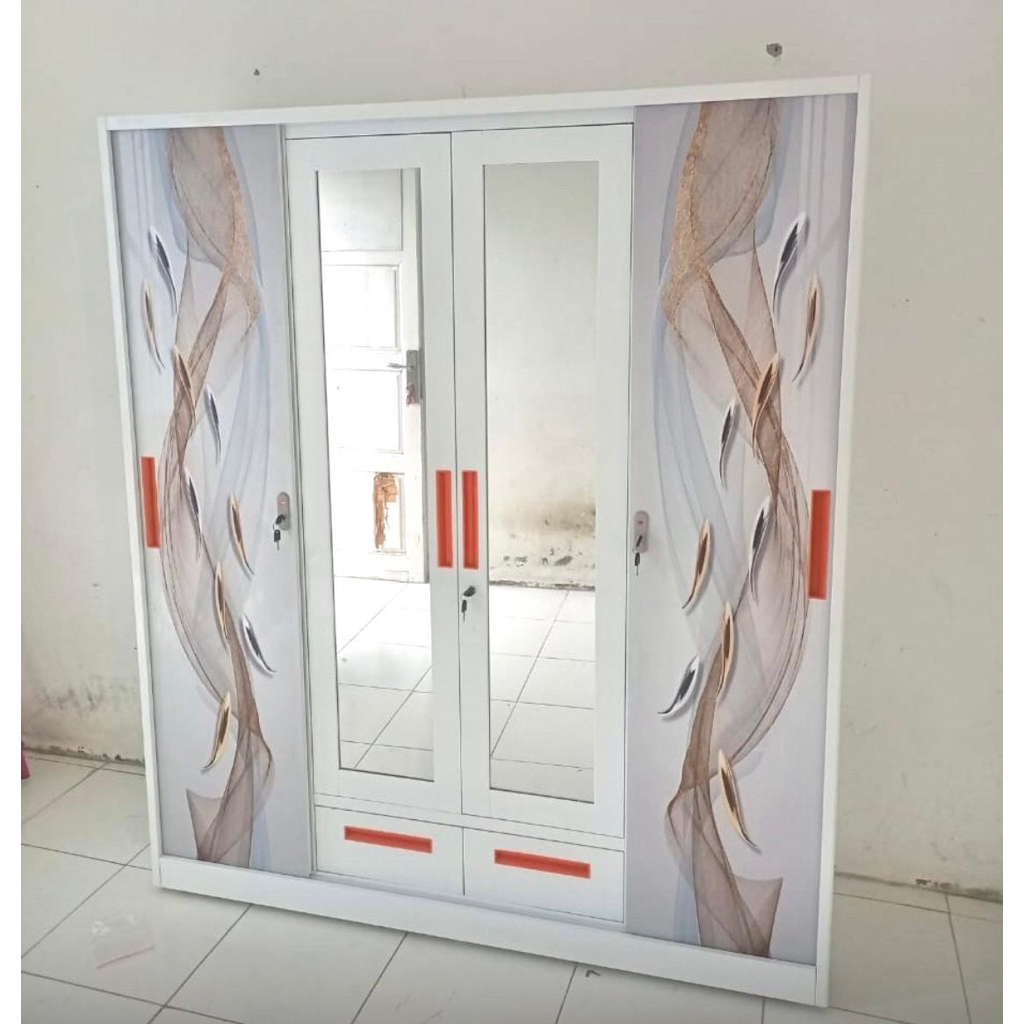 Lemari pakaian besi sliding 4pintu best seller
