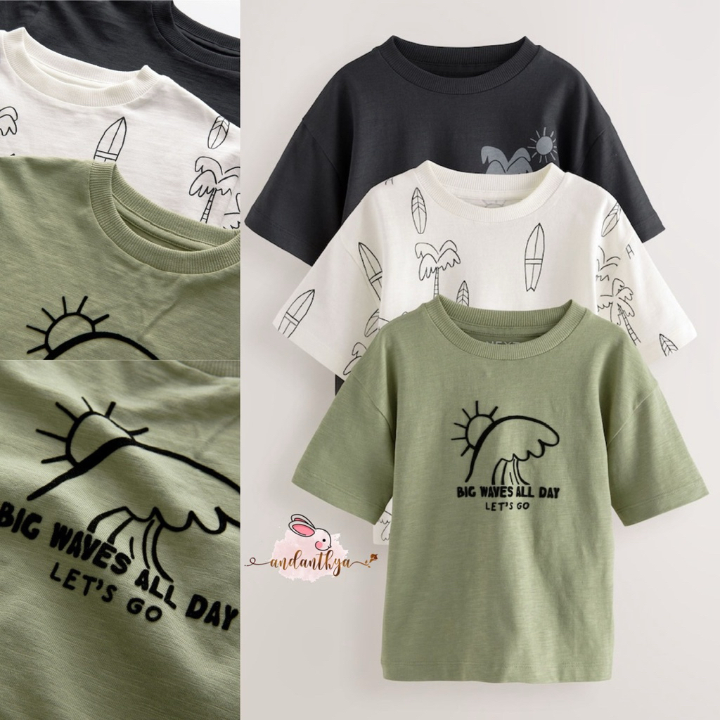 NEXT Mono/Khaki Green T-Shirt 3 Pack