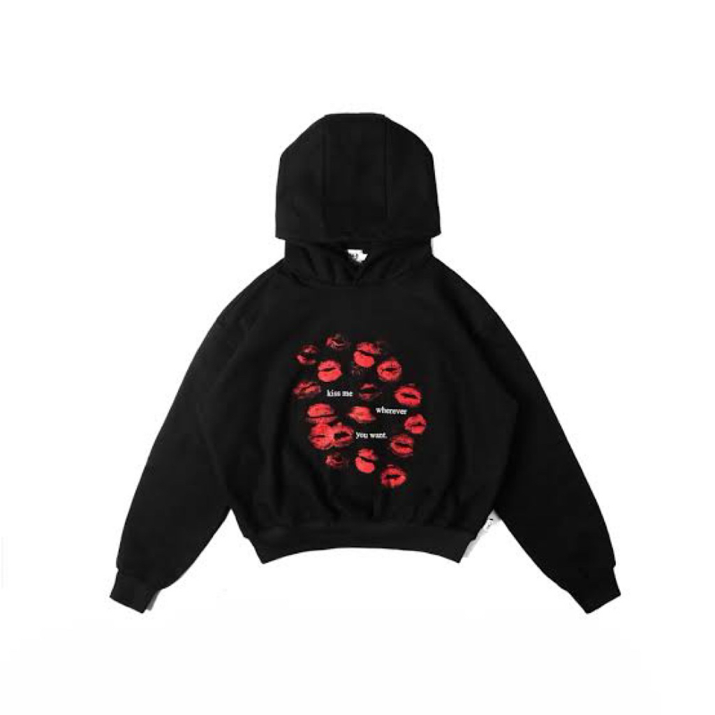 hoodie telepati.che kiss me black v1 sz L