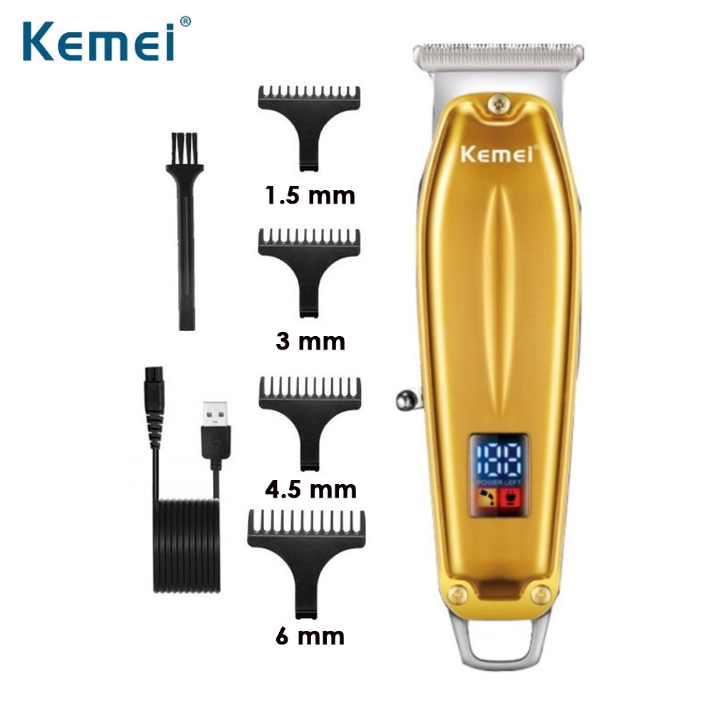 Mesin Cukur Rambut Kemei LED KM 426 Alat Pangkas Rambut Pria Casan USB, Pisau Anti Karat