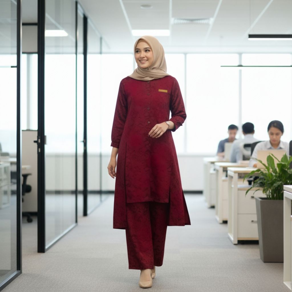 Baju Setelan Celana Panjang Kulot Embos Muslimah Setelan Wanita Baju Busui Set