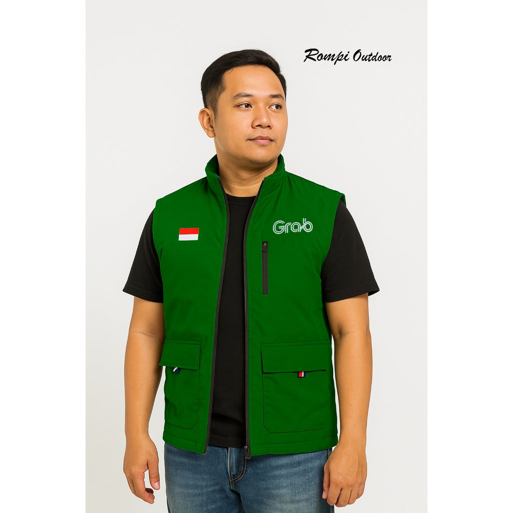Rompi Vest Grab | Jaket Grab | Rompi Ojol Grab | Rompi Grab Driver