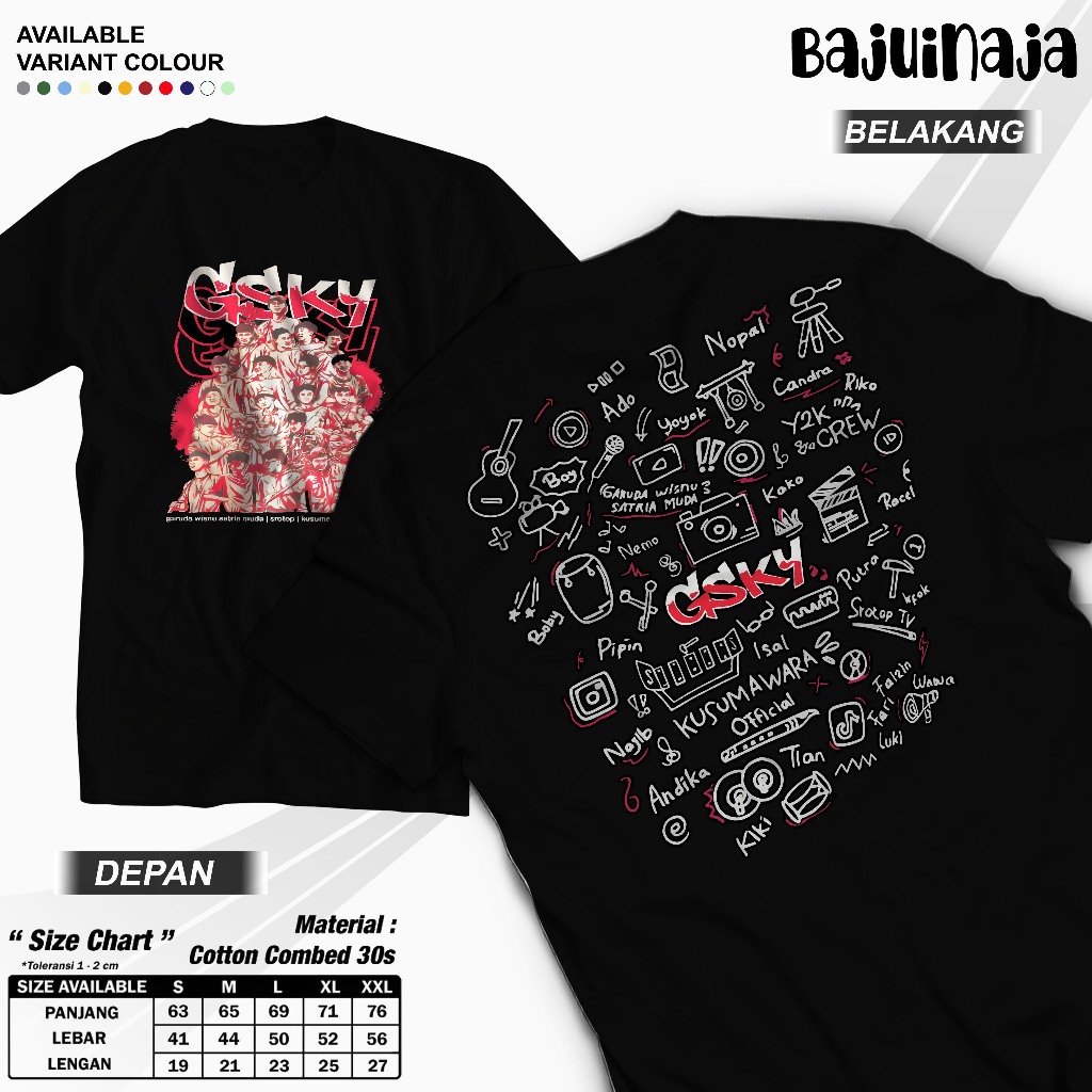 Terbaru Kaos GSKY GWSM Kusumawara Y2K Crew Srotop TV T-Shirt Merchandise Original Garuda Wisnu