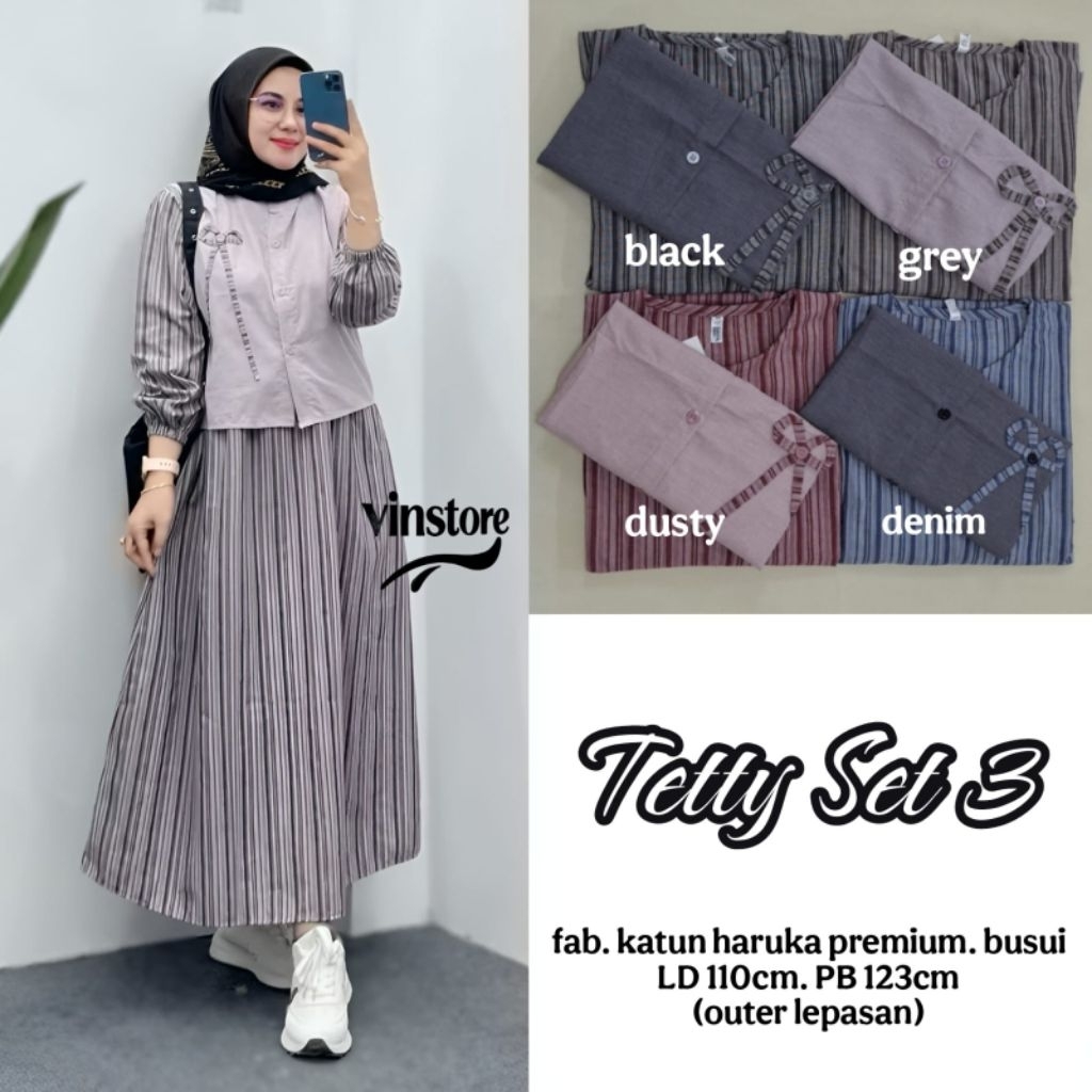 Tetty Set 3 By Vinstore || Setelan Wanita