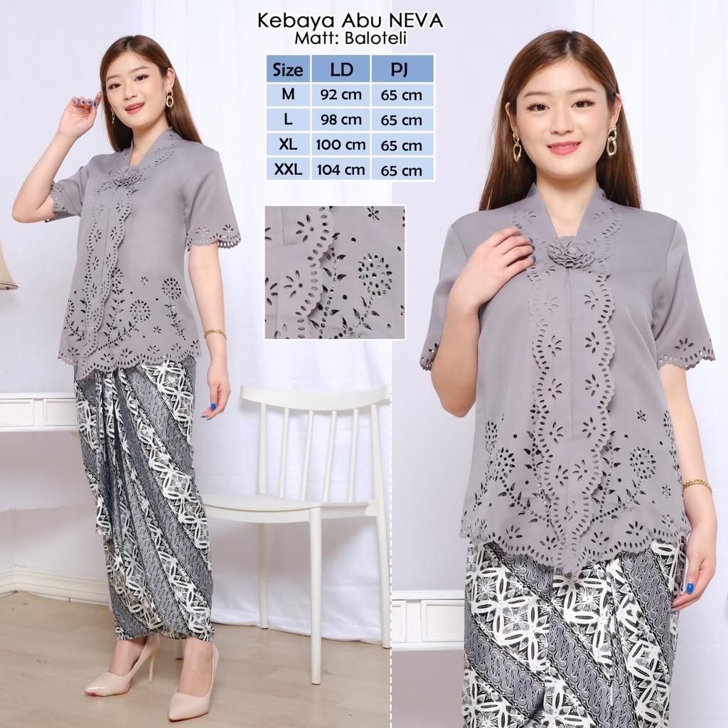 Atasan Kebaya Modern Wanita Lengan Pendek - Kebaya Neva bahan Balotelli