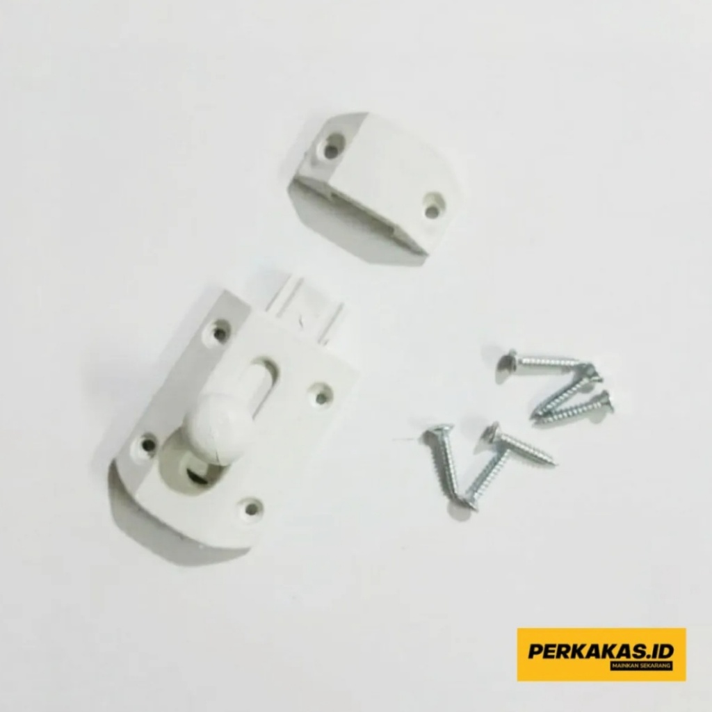 Grendel Gerendel PVC Plastik Pintu Sliding Kamar Tidur Putih 2 Inch