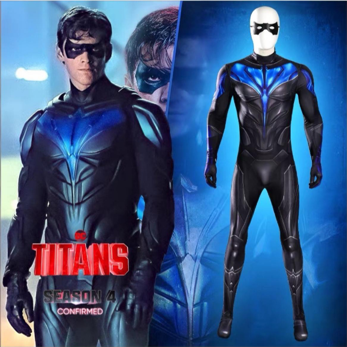 American TV Titans Cosplay Nightwing Costume Zentai Suit 3D Printed Halloween Spandex Bodysuit Hallo