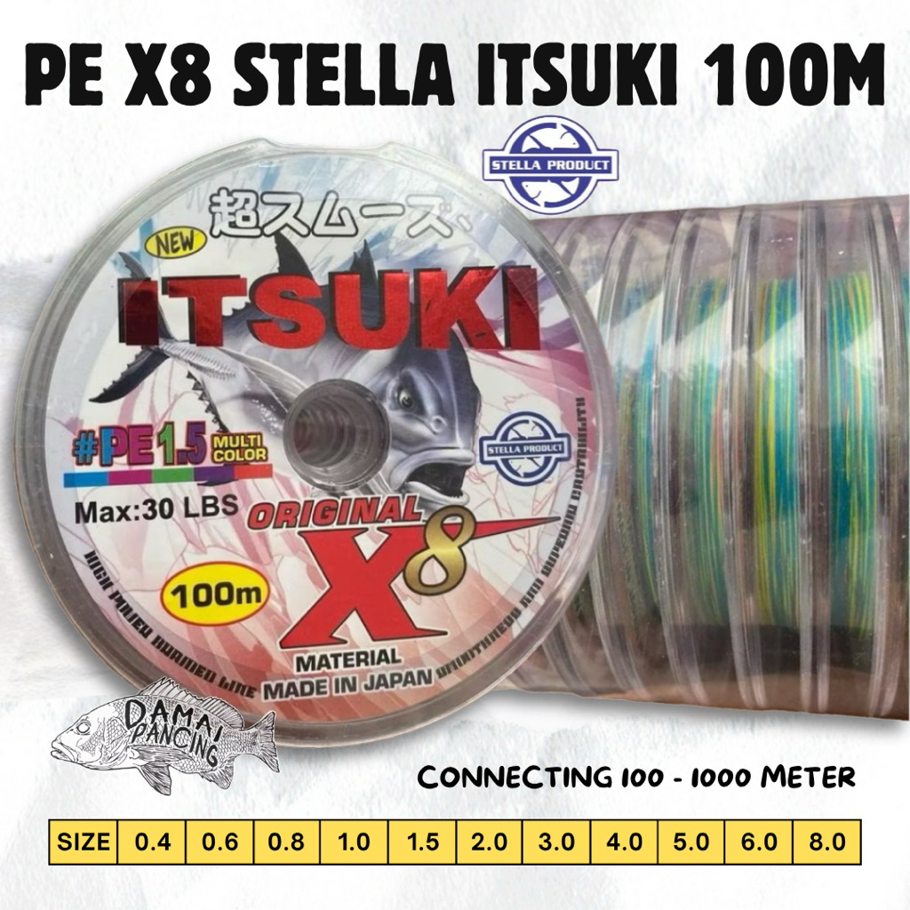 Senar Pancing Pe X8 Multi Color Panjang 100 Meter Connecting Super Kuat Tekstur Lembut Stella Itsuki