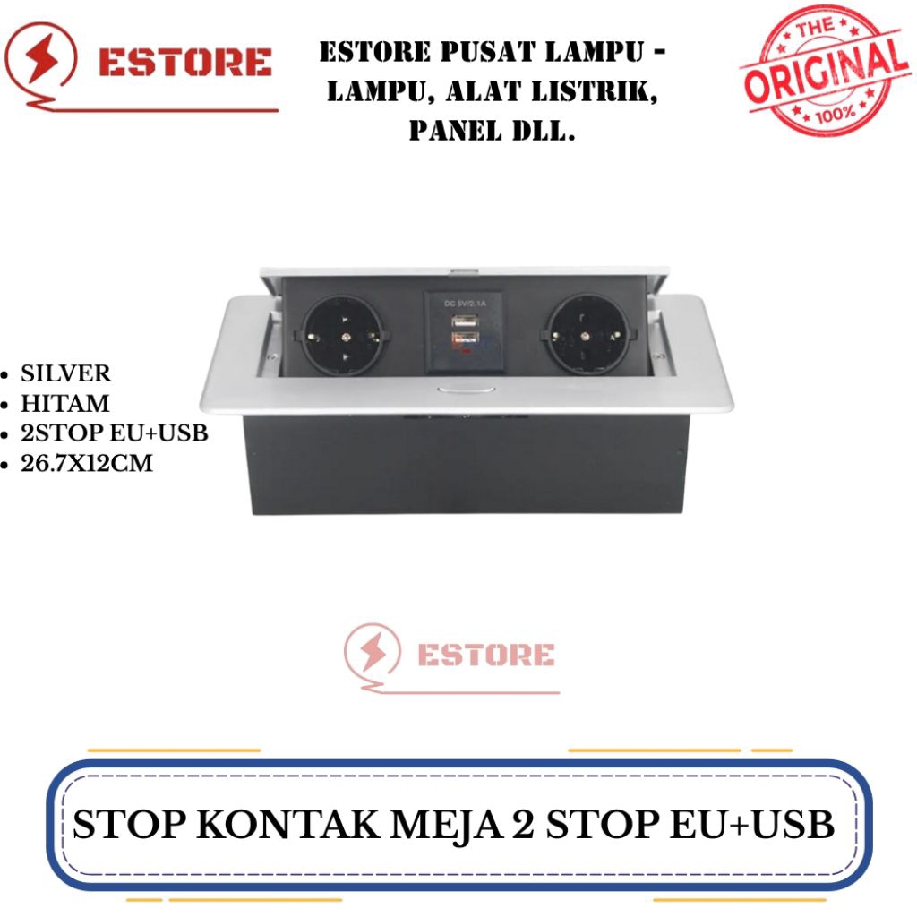 stop kontak meja 2 colokan dan usb stop kontak tanam
