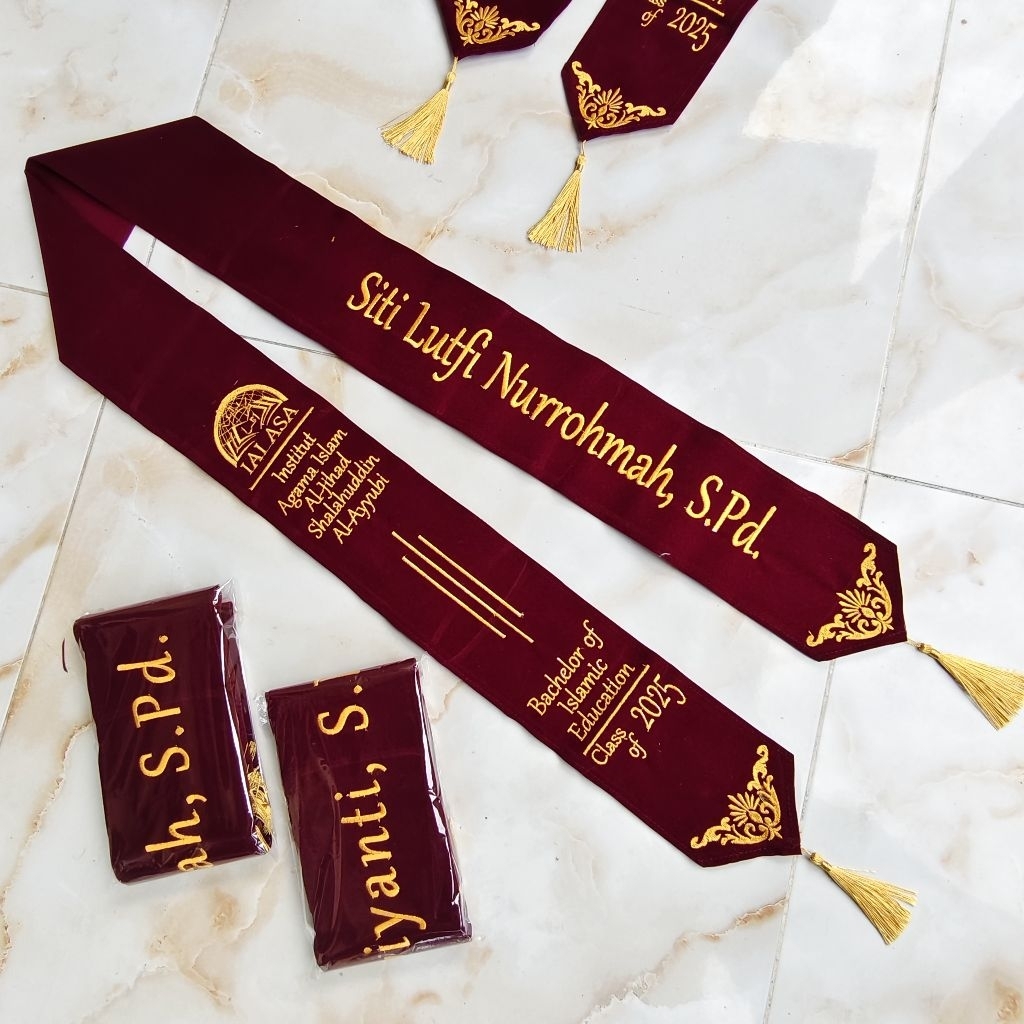 Selempang Wisuda Bordir Rumbai Pucuk