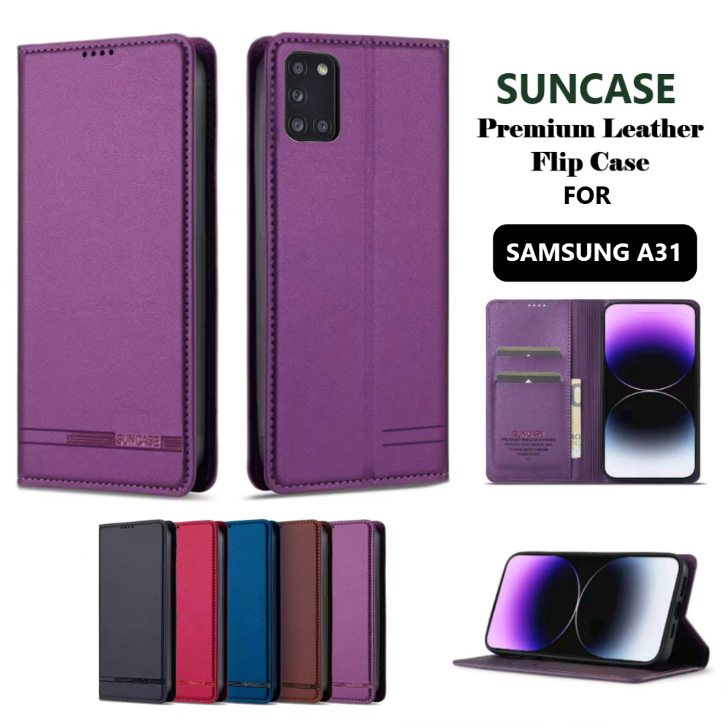 FLIP CASE SAMSUNG A31 2020 PREMIUM WALLET LEATHER DOMPET CASING STANDING