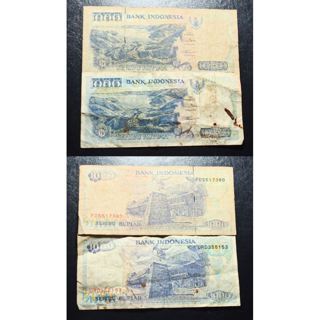 uang kuno Indonesia 1k tahun 1992 2 lembar p1963