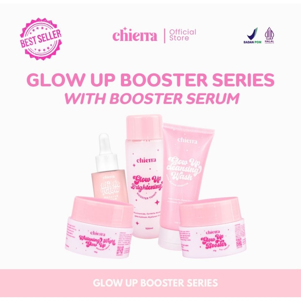 [OFFICIAL STORE] Chierra Skincare Glow Up Booster isi 4 + Bright and Glow Booster Serum – Paket Pera