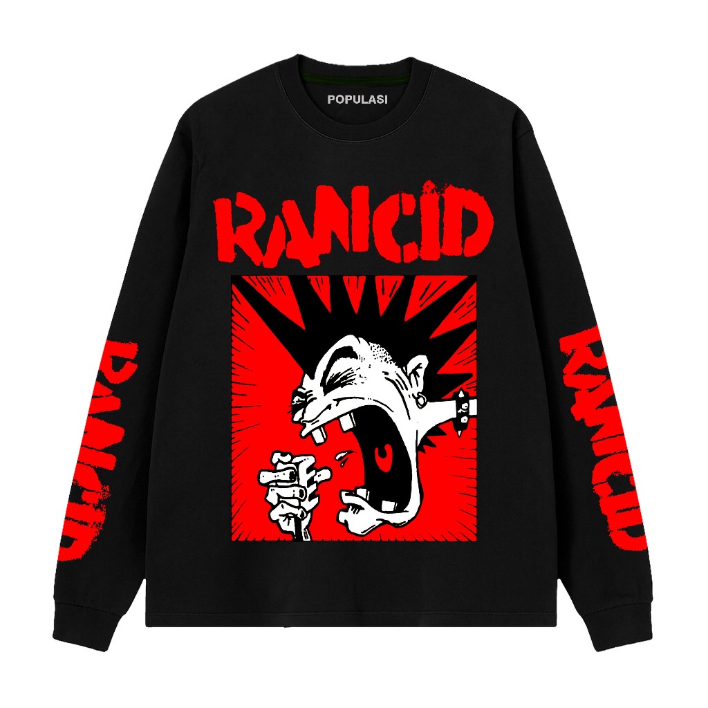 Populasi Official Kaos Lengan Panjang Rib Rancid Punk T-shirt Band bahan Combed 24s