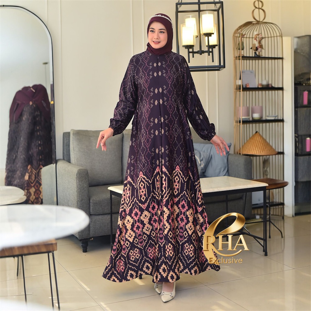 Gamis Wanita Silk Premium Adem Jatuh | Gamis Muslimah Elegan LD JUMBO 130-BRUGANDY NATALI