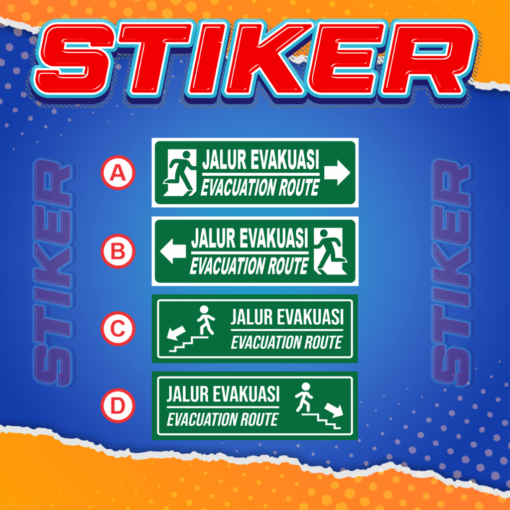 Rambu Jalur Evakuasi | Sign Exit | Stiker Jalur Evakuasi