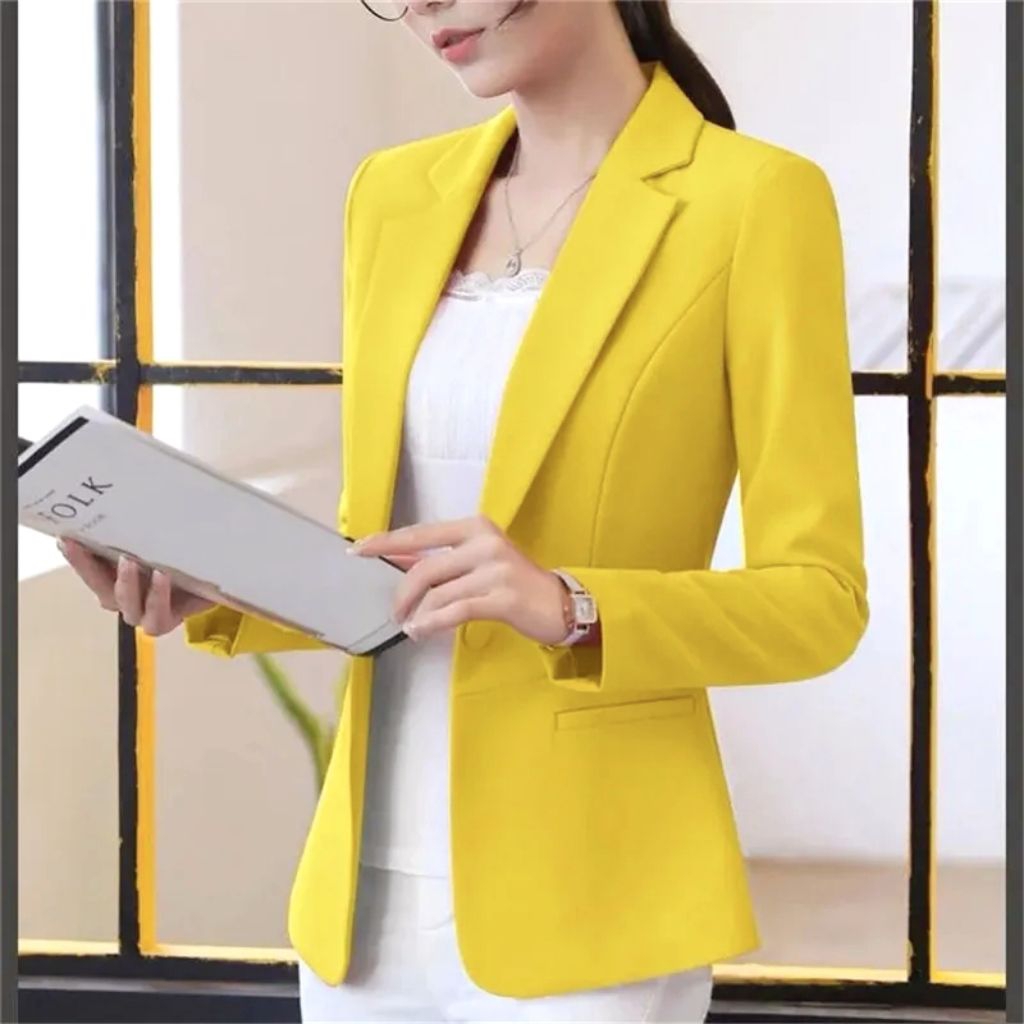 Jas wanita warna kuning / blazer wanita baby pink / Jas cewek ping fanta / Slimfit/ kantoran kerja