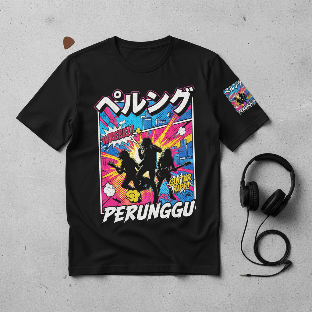 Kaos Band PERUNGGU Premium Edisi Komik Jepang - T-Shirt Metal Lokal Distro