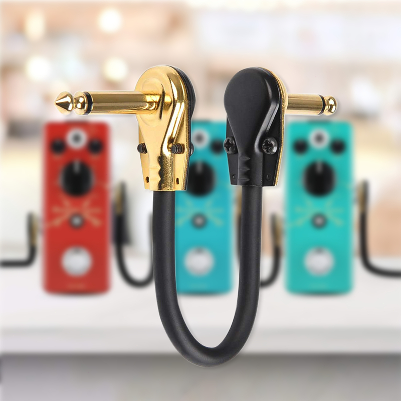 Kabel efek gitar listrik kepala datar 15 cm, kabel efek gitar akustik listrik tunggal