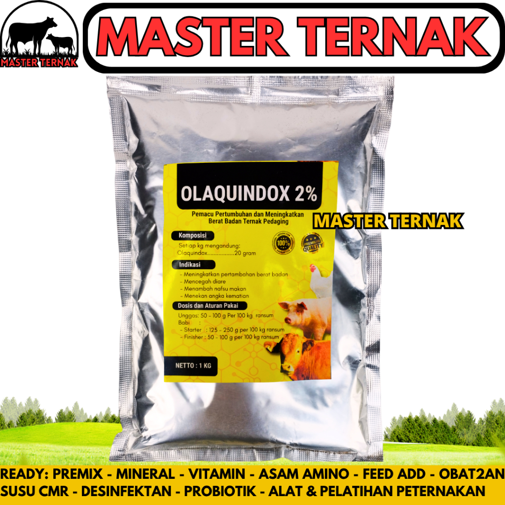OLAQUINDOX 2% 1 KG - Premix AGP broiler Ayam Pedaging Layer Babi Pemacu Pertumbuhan Penggemuk & Anti