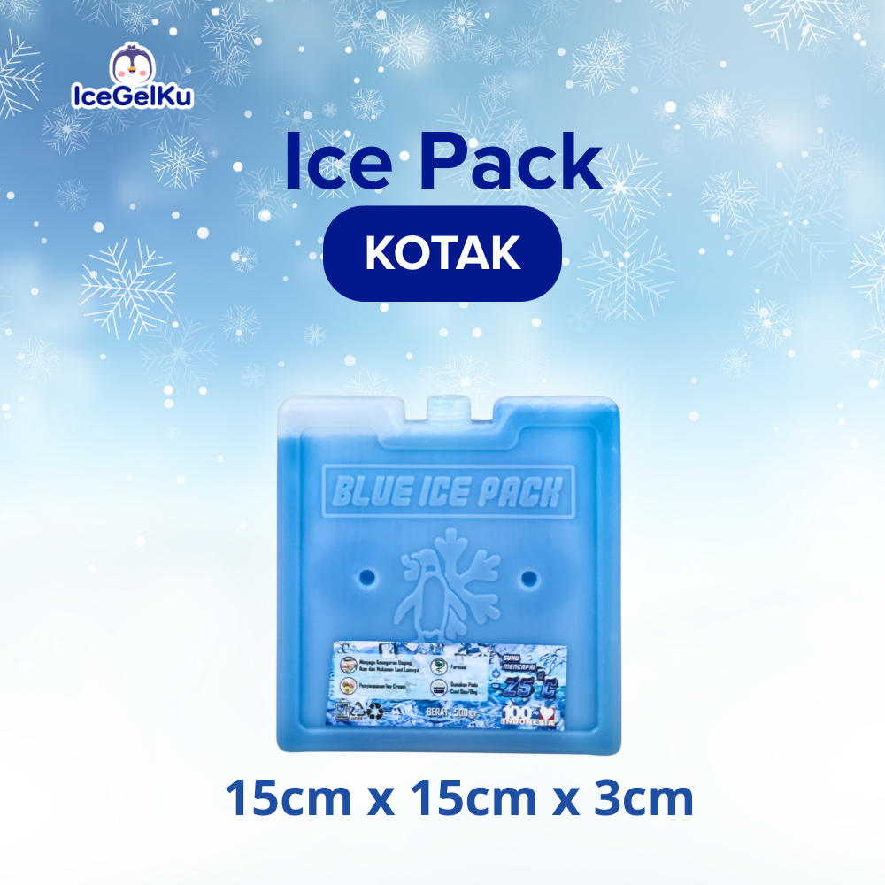 IceGelKu - Ice Pack Kotak 15x15x2,7cm Blue Ice Pack Pengganti Dry Ice Gel