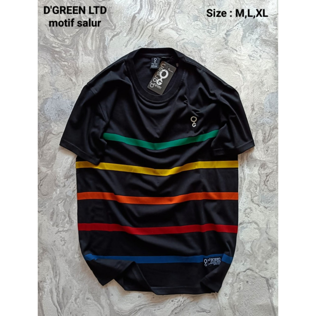Kaos Pria Distro Hitam Garis Merah Adem Nyaman || || Kaos D'GREEN Original Premium || Kaos PRia Leng