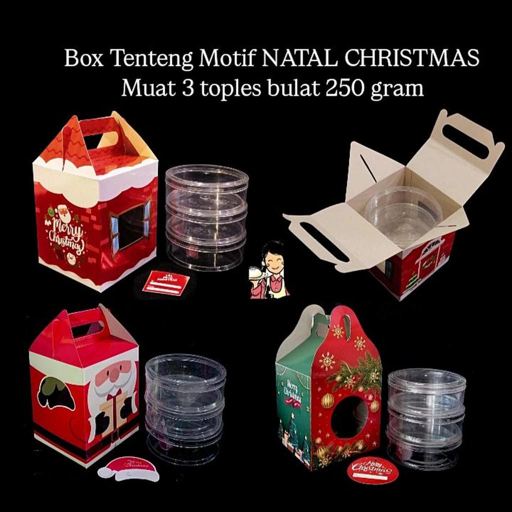 Box Edisi Natal Dus Jinjing Edisi Christmas Kotak Hampers Kue Kering Muat Toples 3 Pcs Ukuran 250gr