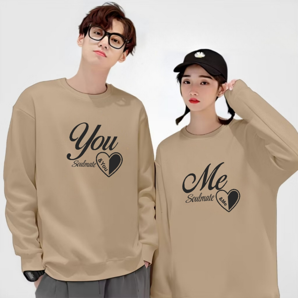 Kaos Couple Pasangan Kaos Pria Wanita Kaos Kapelan Lengan Panjang Premium Bahan Baby Terry