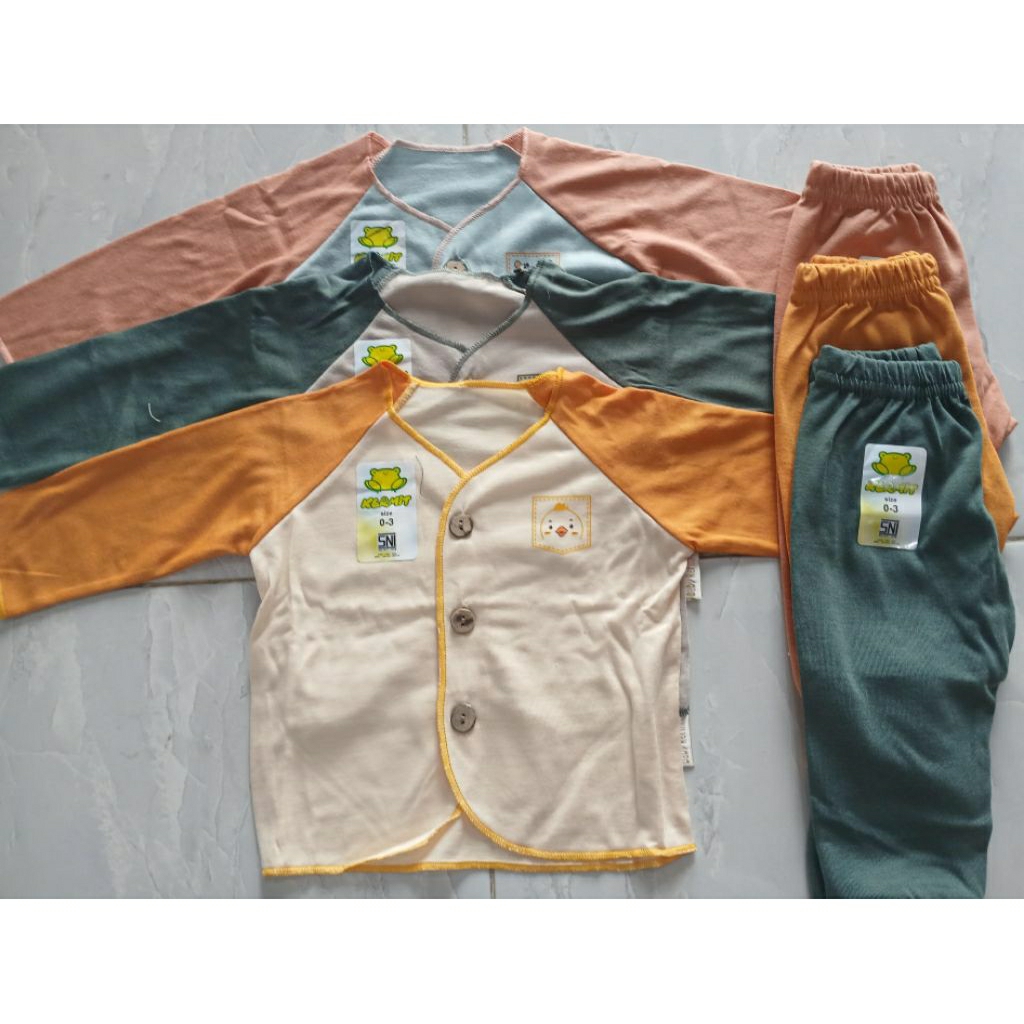 Setelan  Baju Kermit Baby Pendek Panjang / Panjang Panjang