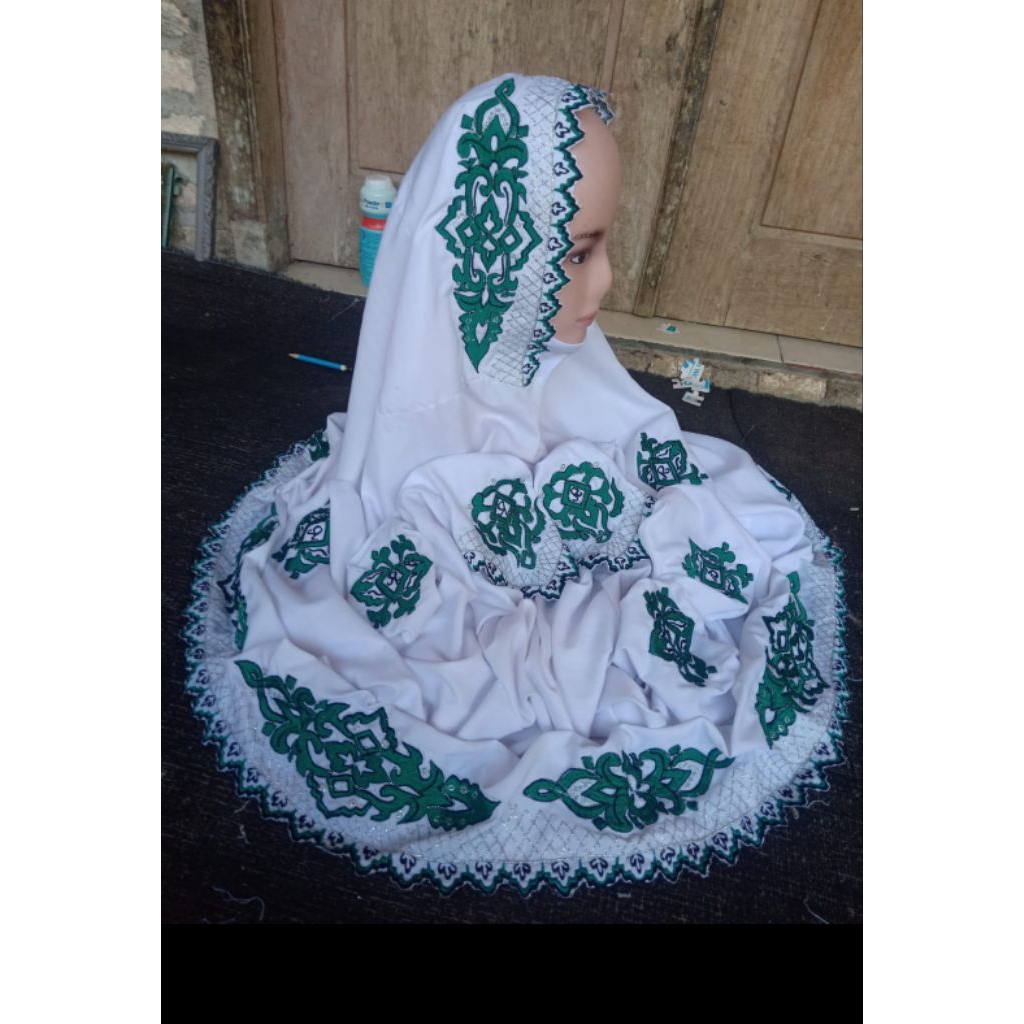 mukenah okeran anak pondok /mukenah terusan wanita/mukenah bordil terusan