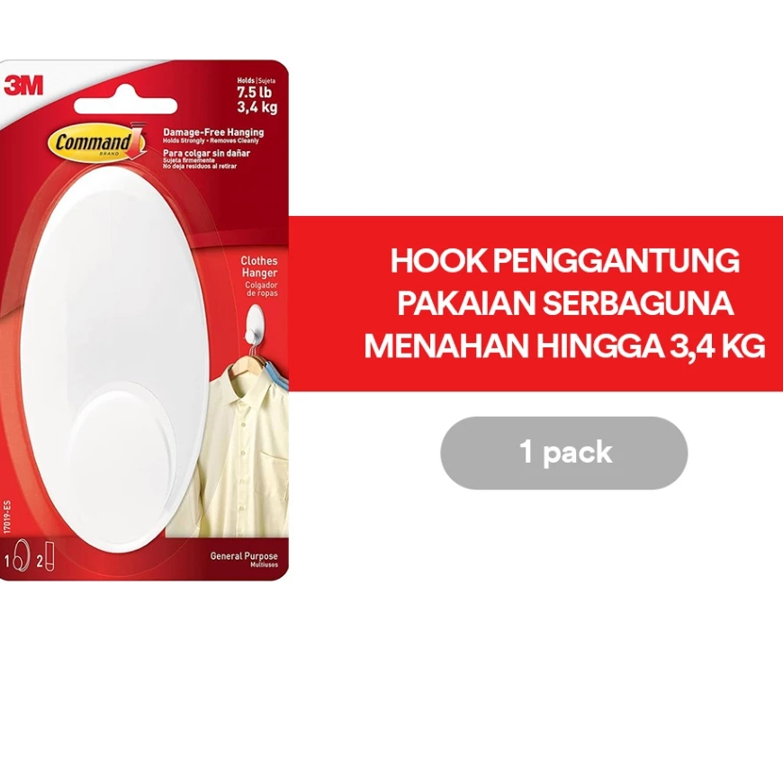 3M CLOTHES HANGER 1HANGER 2LARGE STRIPS 17019 3.4KG