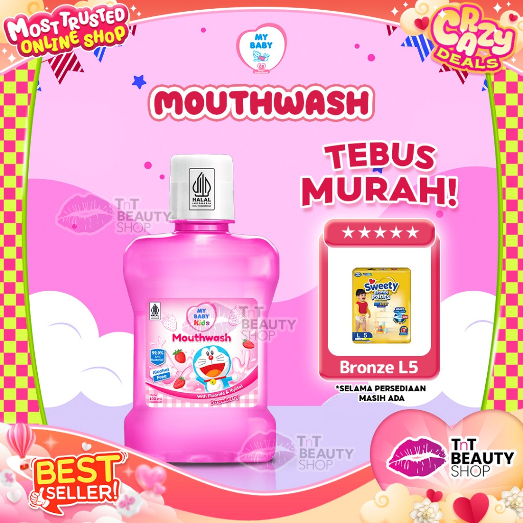 MY BABY Kids Mouthwash Strawberry 100 ml | TnT Beauty Shop
