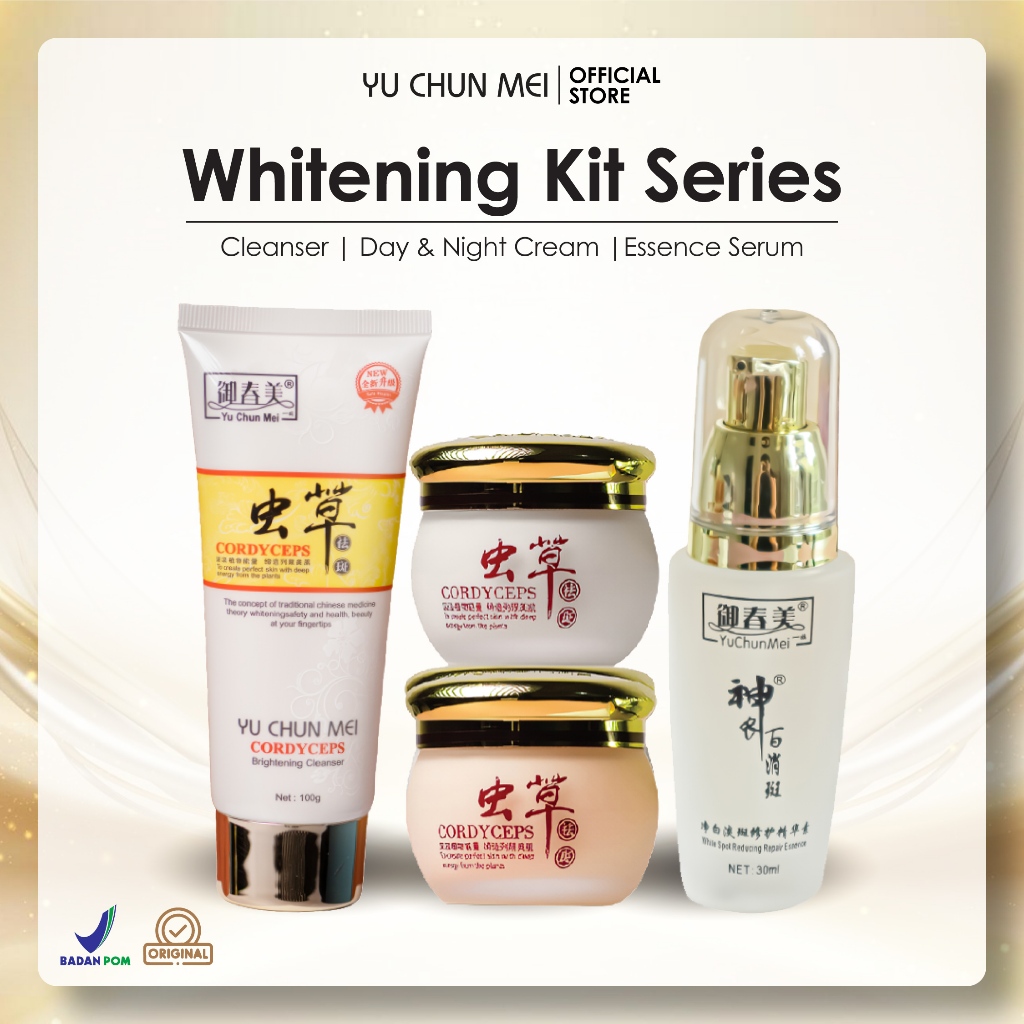 [PAKET CERAH] Yu Chun Mei Cordyceps Whitening Set – 4 Produk Brightening + Melembapkan | BPOM Origin