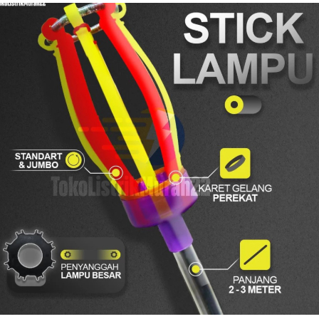 Update (Murah)Stik lampu /Tongkat lampu / Satu Set Tongkat dan Kepala /Stik Lampu Jumbo 2 Meter & 3 
