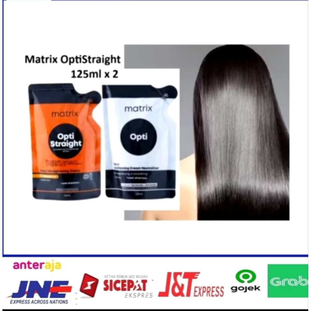 1 set smoothing rambut matrix opti straight mini 125ml step 1 dan step 2,obat pelurus rambut matrix