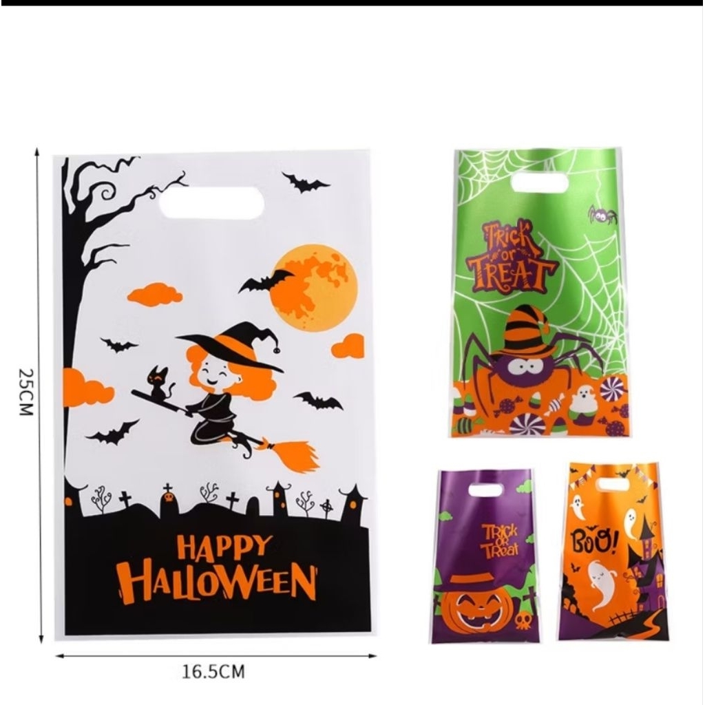 La felicia Plastik Plong Tema Haloween Goodie Bag Tas tenten snack mini