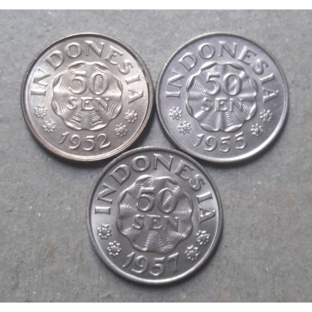 koin dipanegara 3keping tahun 1952 1955 1957