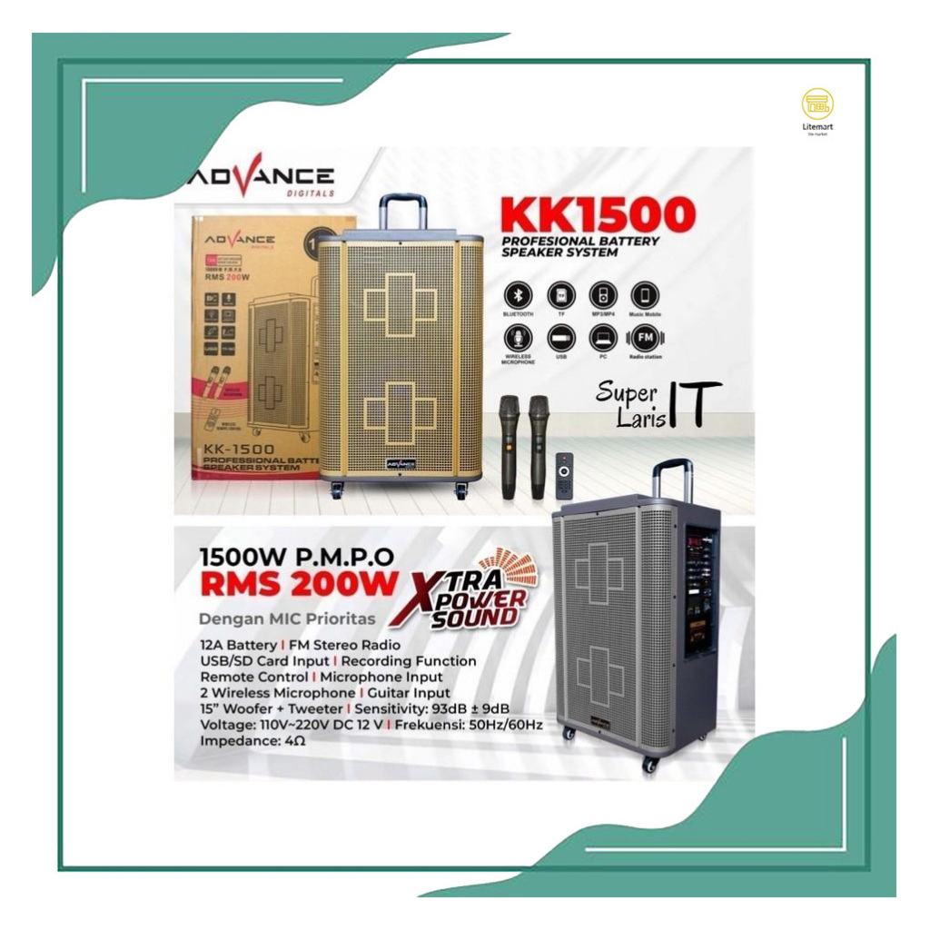 ADVANCE SPEAKER PORTABLE 15'' KK-1500