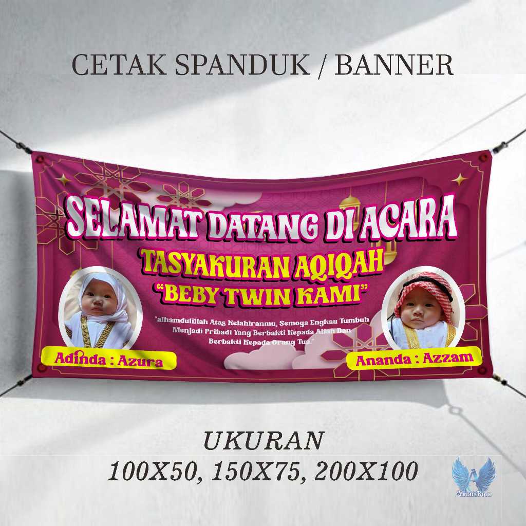 Cetak Spanduk Cetak Banner TASYAKURAN AQIQAH  Costom Desain