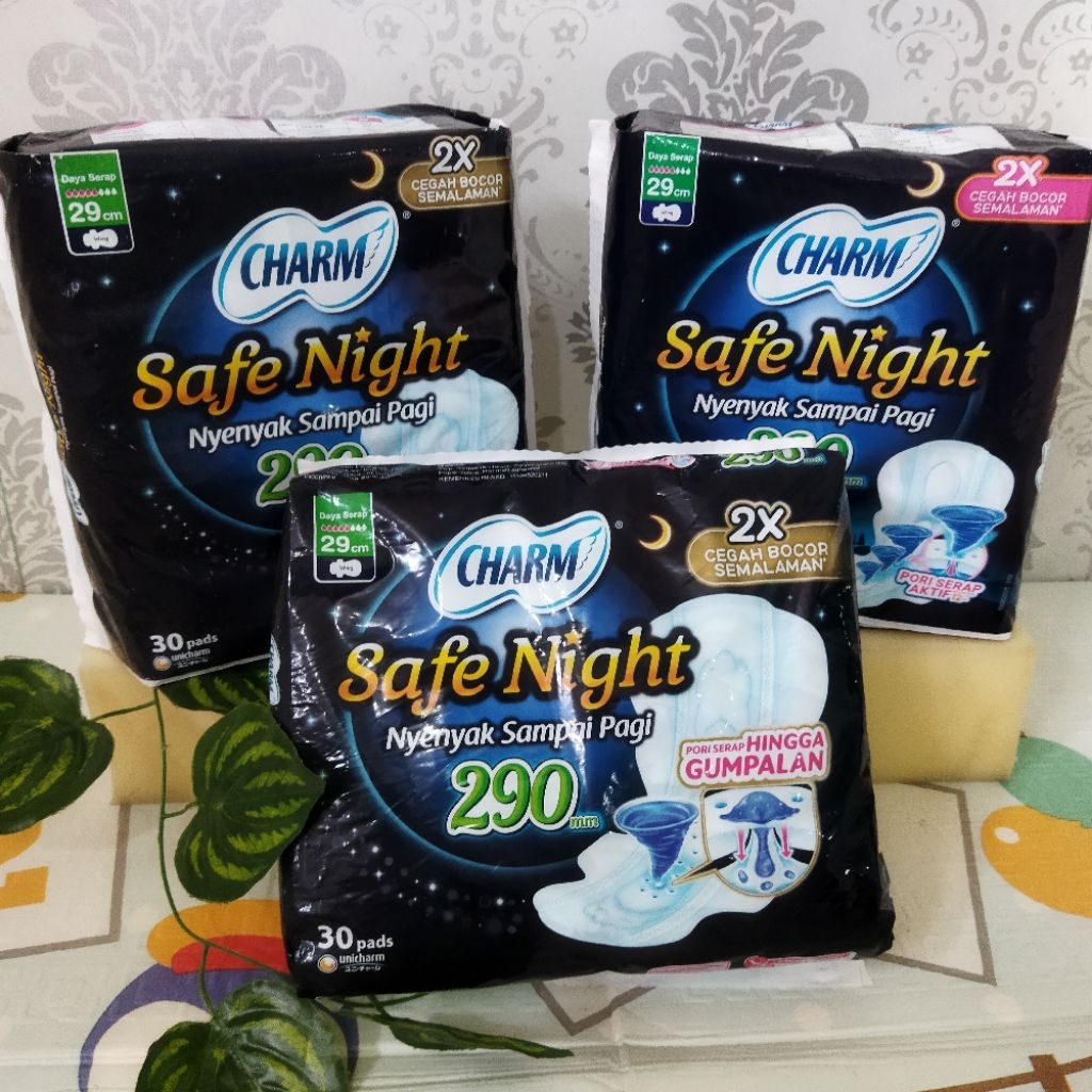 Charm Safe Night 29cm isi 30 pcs | Pembalut charm Malam