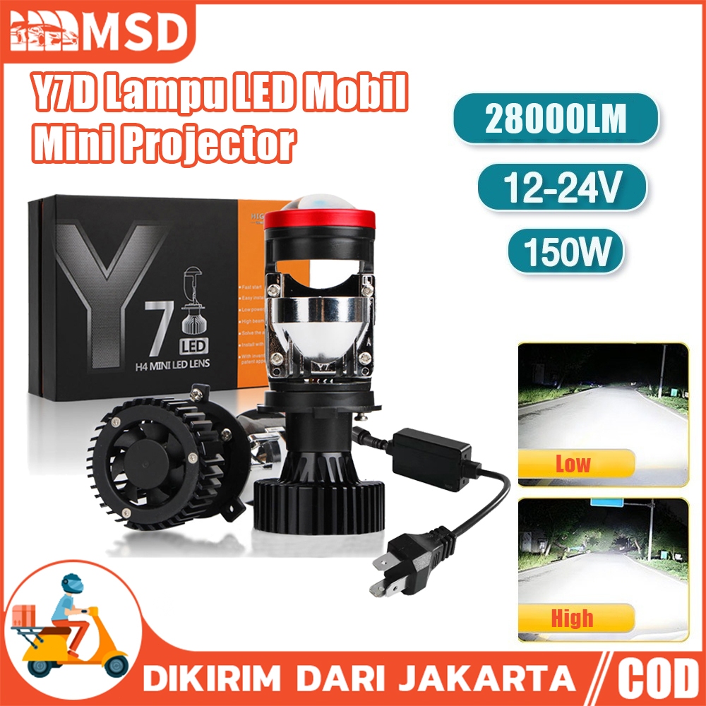 2PCS Y7D Mini Projector H4 Lampu LED Projector Super Bright Lampu Biled H4 Mobil Y8D Y6D Cut Off Hig