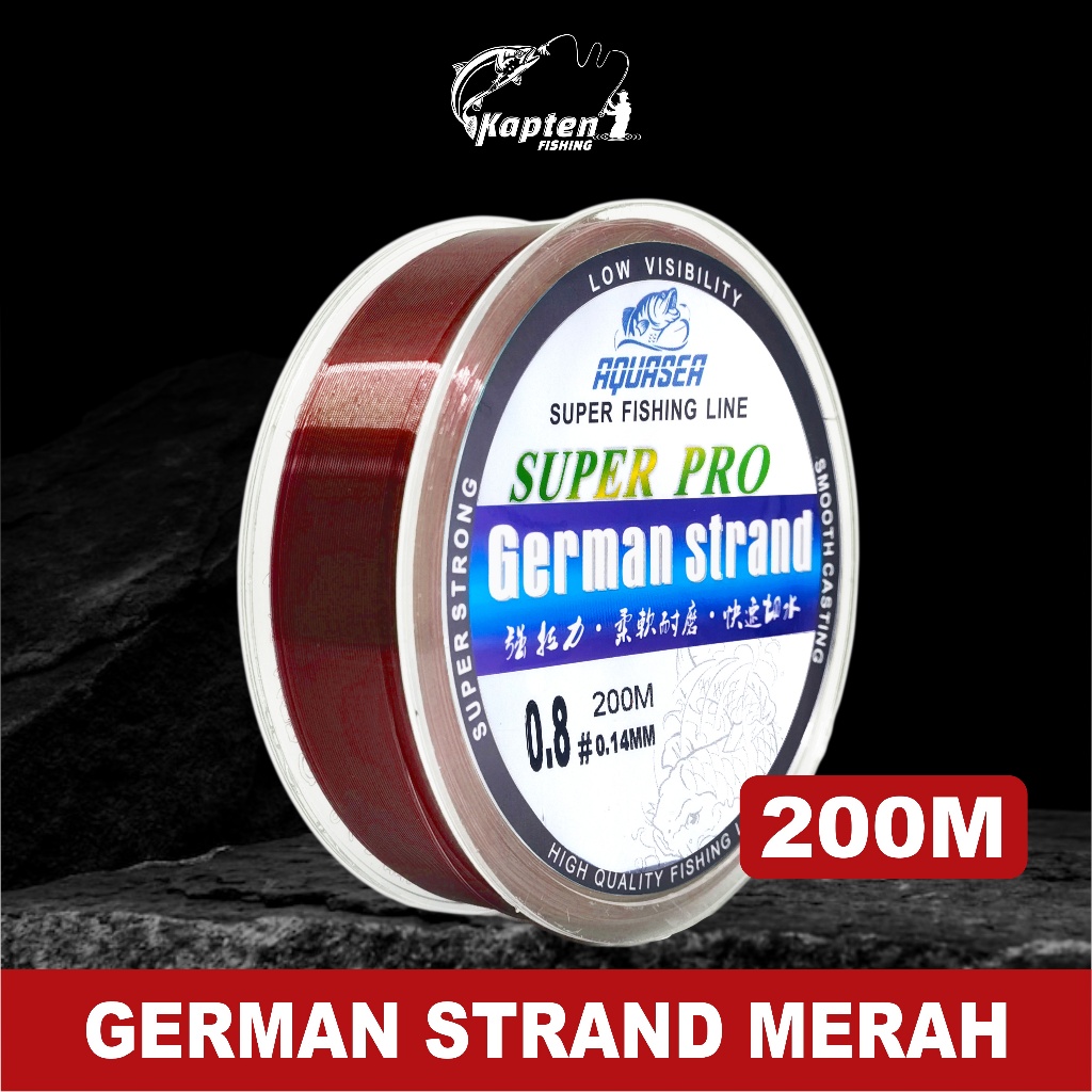 Kapten Fishing Tali Pancing Germany Warna Merah Fishing Line 200m Senar Pancing  Nilon anti keriting