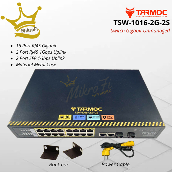Tarmoc TSW-1016-2G-2S Gigabit 1U Switch Unmanage 16 port Metal Case