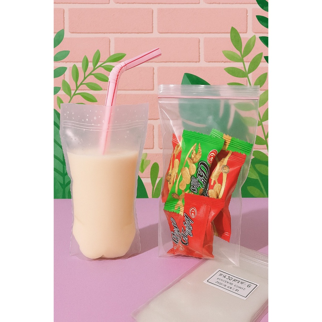 50pcs Standing Pouch PE Bening Kemasan Minuman Pudot Puding Sedot 250ml 400ml 10x17 12x20 14x22 9x15