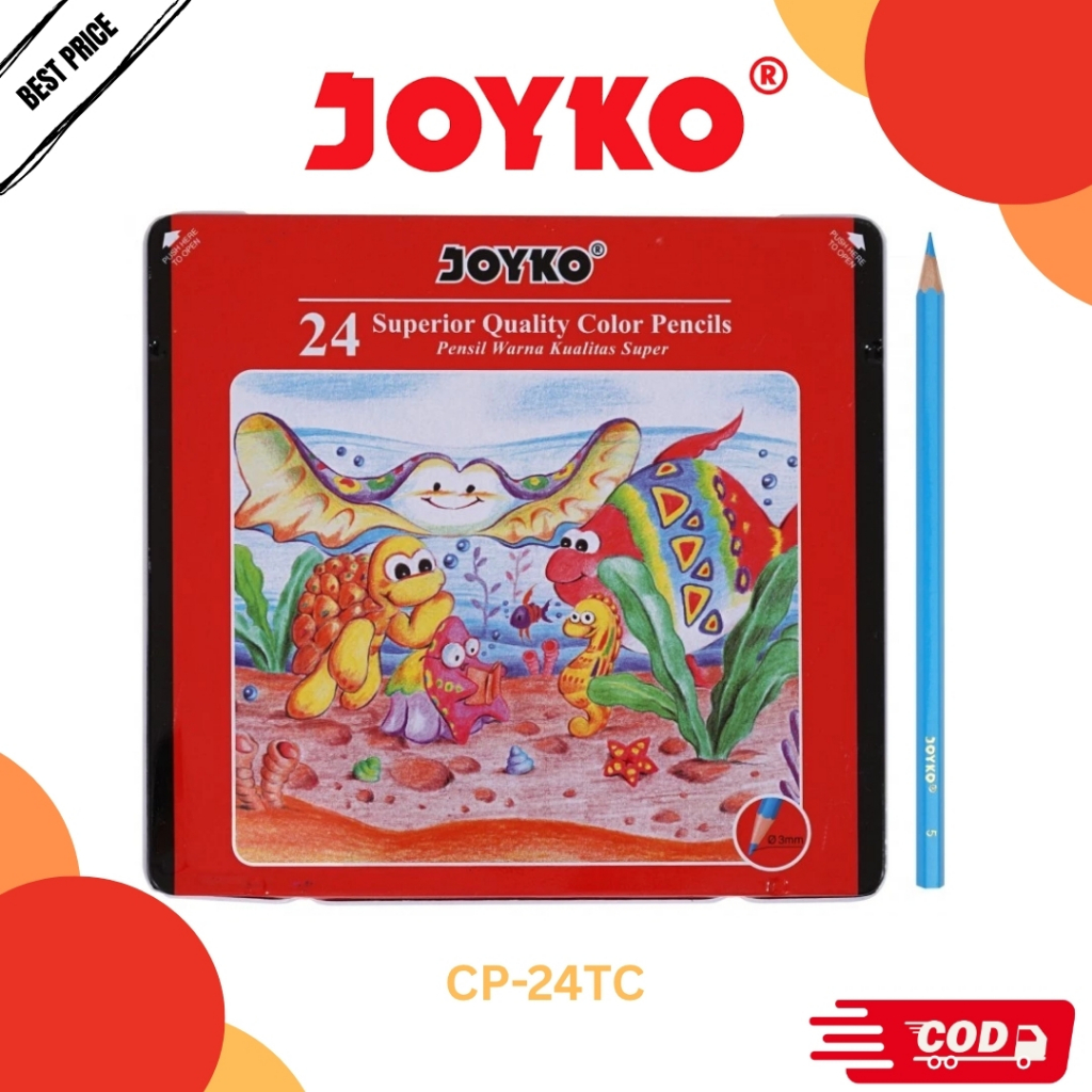 Joyko Pensil Warna CP-24TC Pensil Warna Kemasan Kaleng