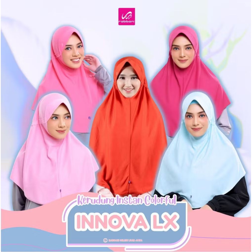 Rabbani - Kerudung instan Innova LX Rabbani Ori / warna warni KAA / Tali dalam